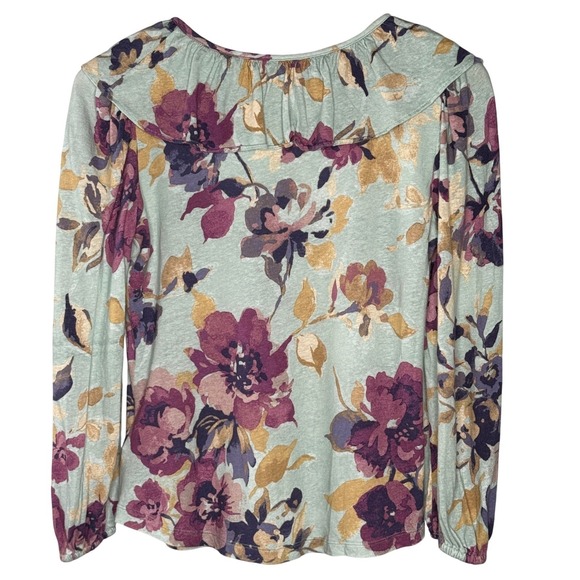 Lauren Ralph Lauren Black Label Shirt PS Women's Floral V Neck Tie Neck Blouse - Picture 5 of 9